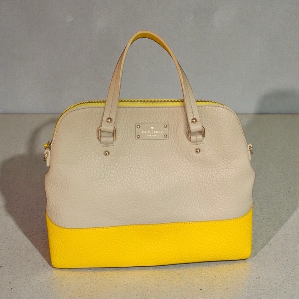 KATE Spade Southport Ave Jenny 2-Tone Tan Yellow Satchel Bag